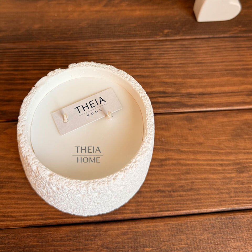 Büyük Dokulu Taş Doğal Renk Soya Mumu – Vanilya Kokulu