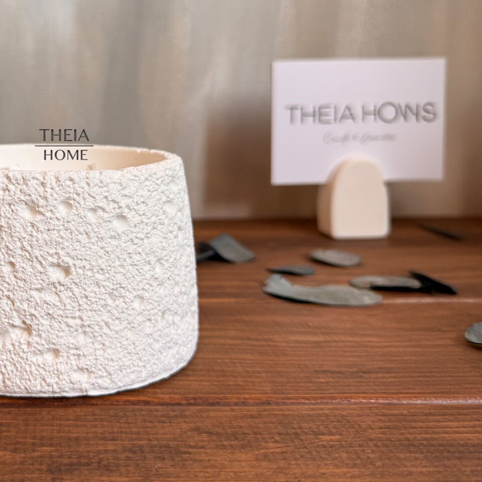 Büyük Dokulu Taş Doğal Renk Soya Mumu – Vanilya Kokulu