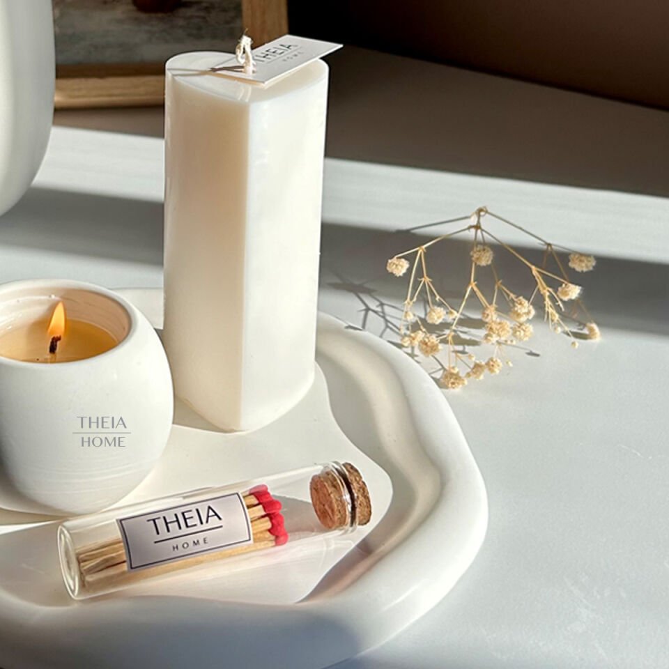 4’lü Set Mum Oval Tabak ve Kibrit