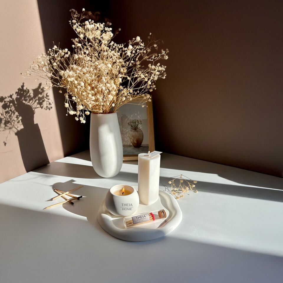 4’lü Set Mum Oval Tabak ve Kibrit