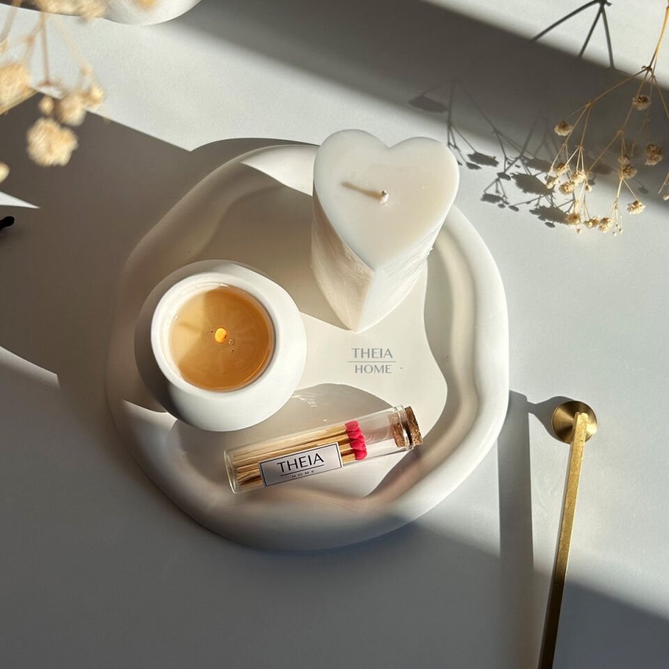 4’lü Set Mum Oval Tabak ve Kibrit