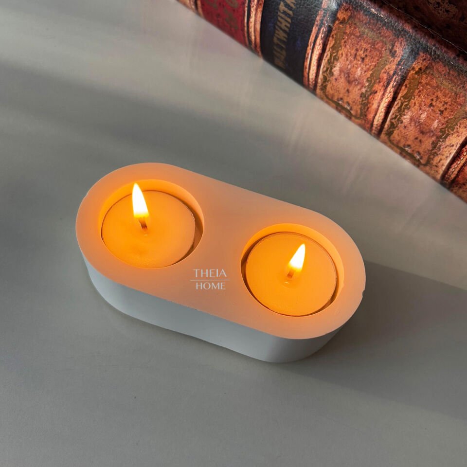 İkili Tealight Mumluk Seti – Vegan Tealight Hediyeli