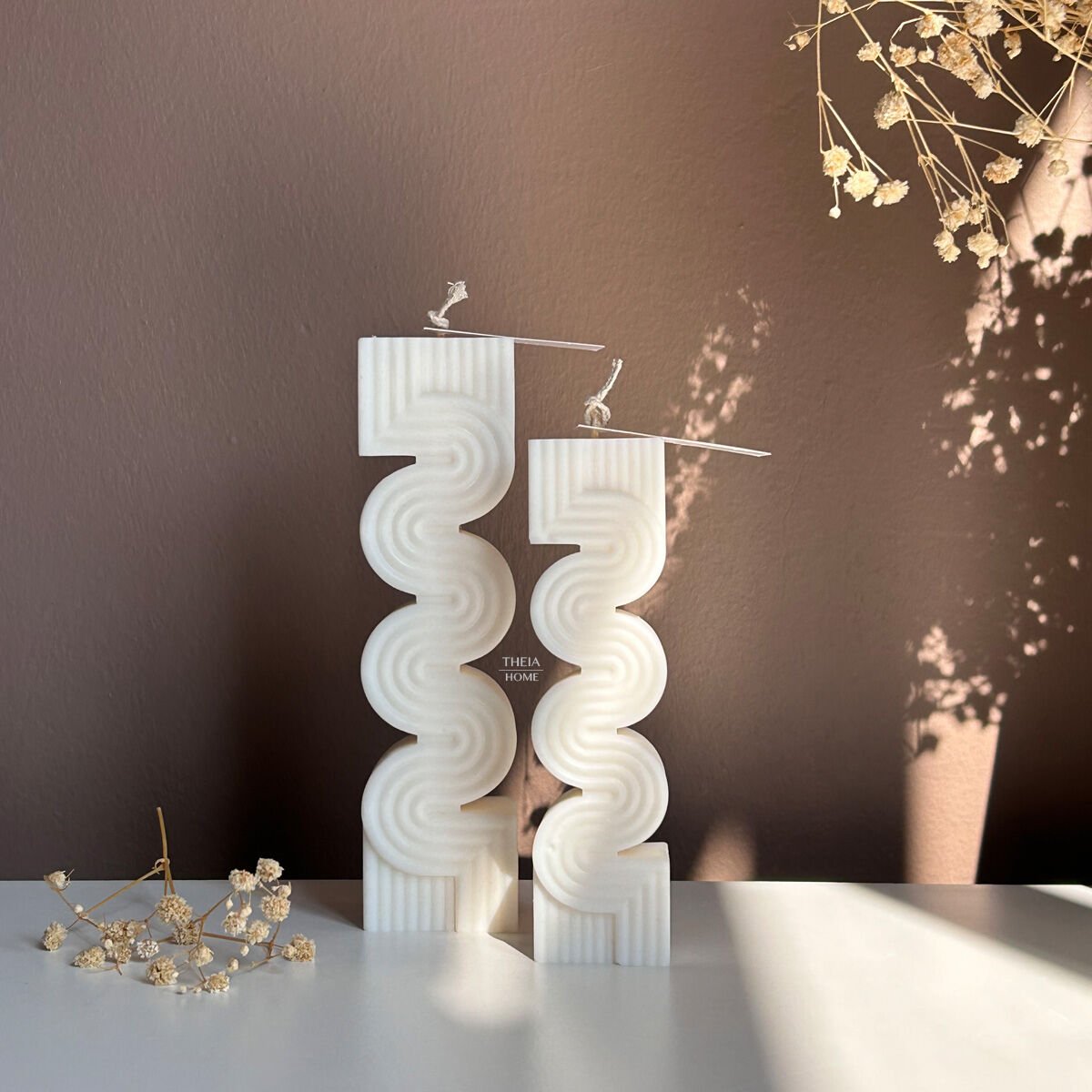 2’li Set: Çizgili S Model Soya Mum – Vanilya Kokulu & Vegan