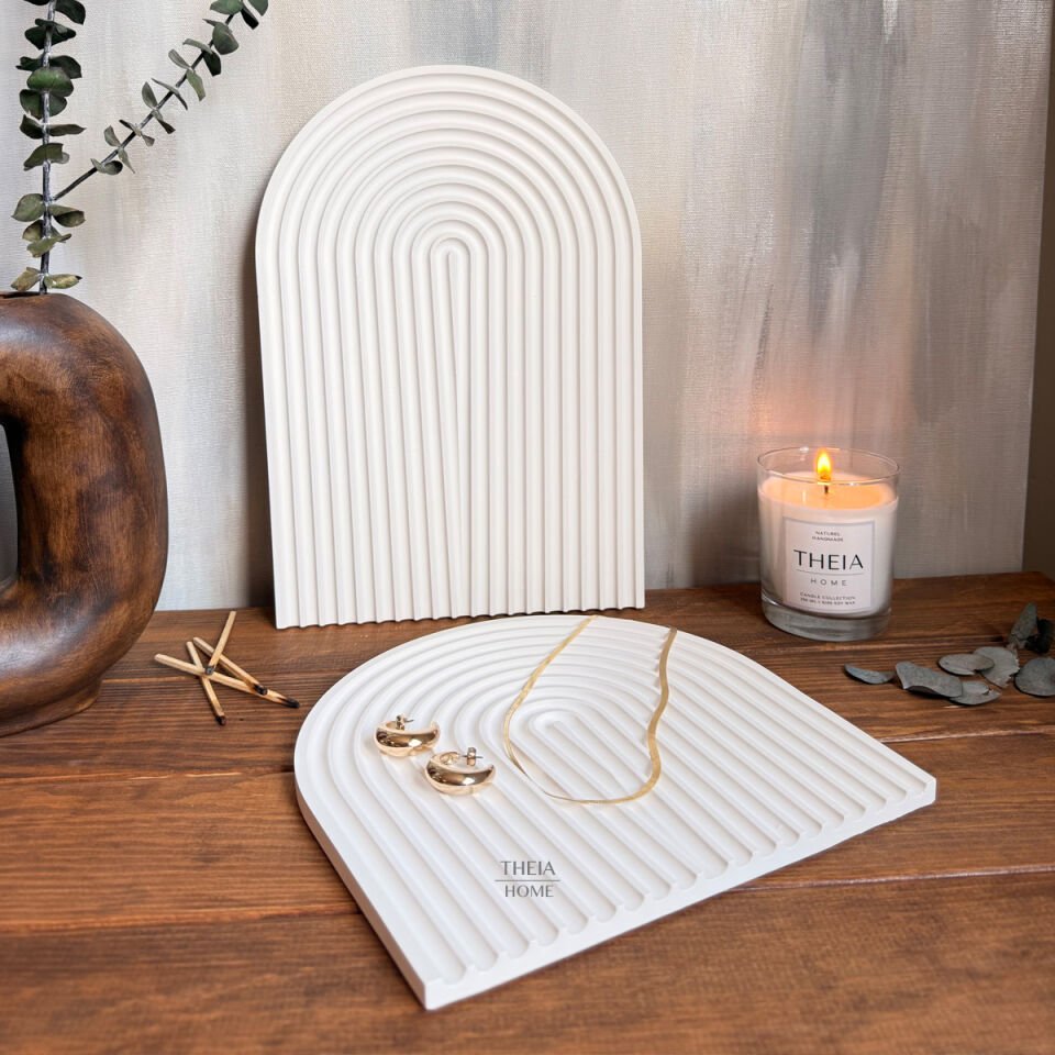 2’li Set: Gökkuşağı Model Dekoratif Tabak