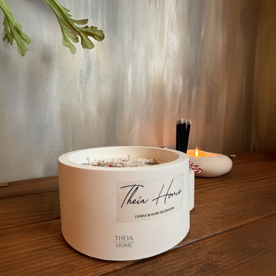 Dekoratif Simli Soya Mum & Uzun Kibrit Seti Vanilya Kokulu