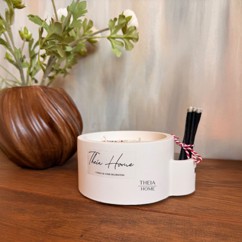 Dekoratif Simli Soya Mum & Uzun Kibrit Seti Vanilya Kokulu