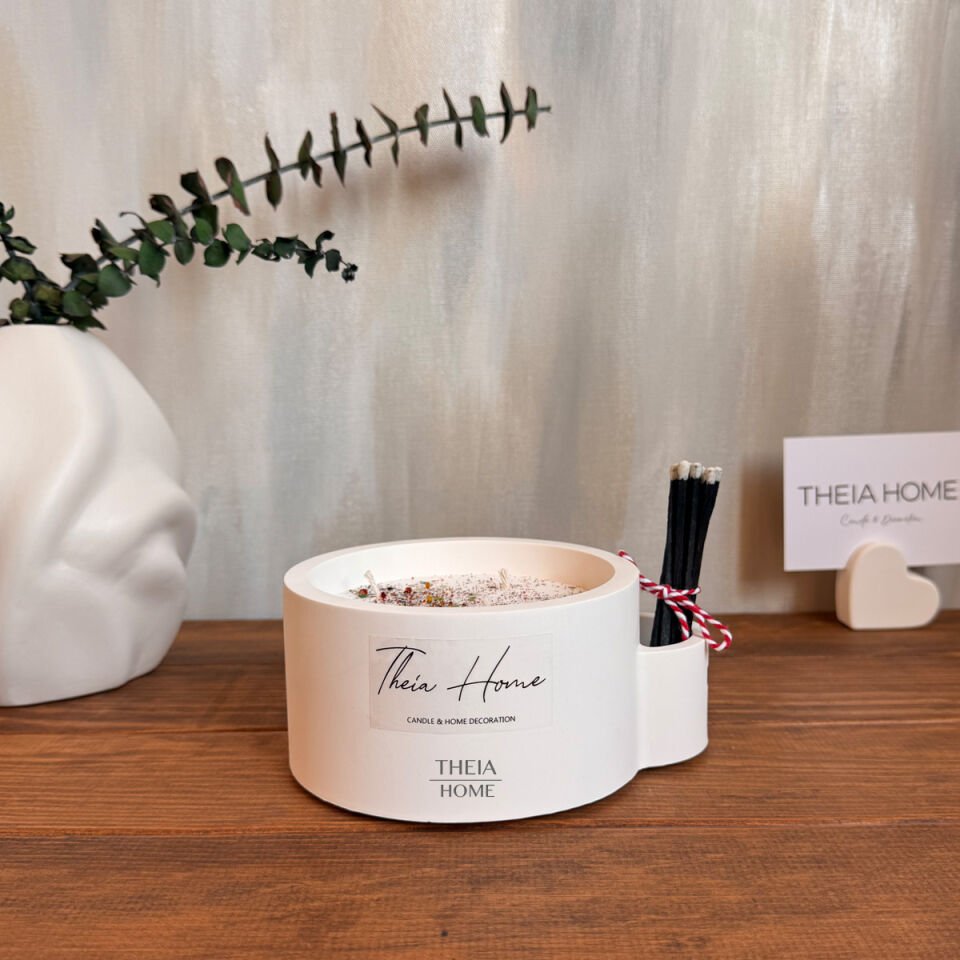 Dekoratif Simli Soya Mum & Uzun Kibrit Seti Vanilya Kokulu