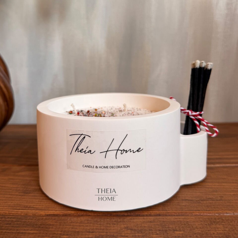 Dekoratif Simli Soya Mum & Uzun Kibrit Seti Vanilya Kokulu