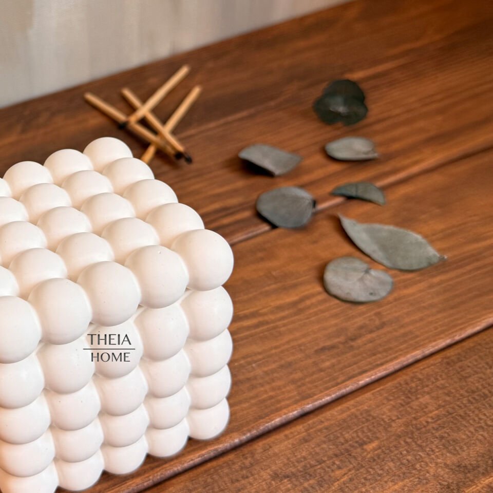 Kapaklı Bubble Model Ahşap Fitilli Vanilya Kokulu Soya Mum