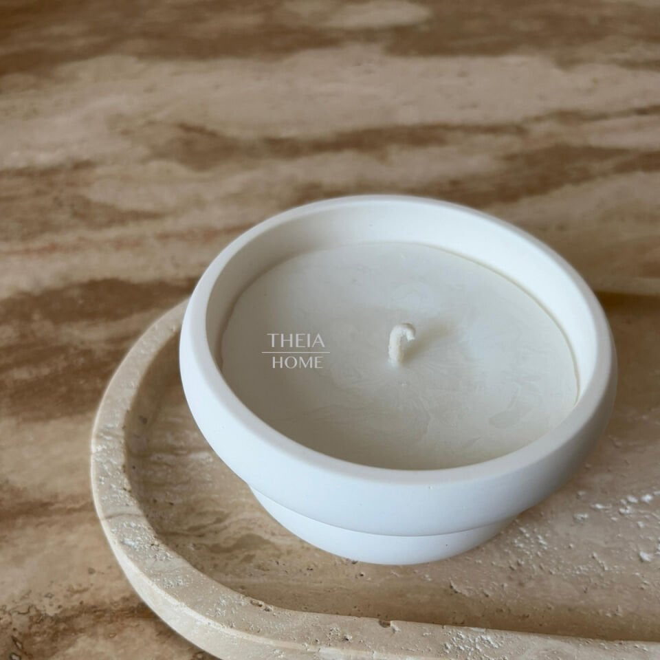 Modern Yuvarlak Beton Saksıda Vanilya Kokulu Soya Mum