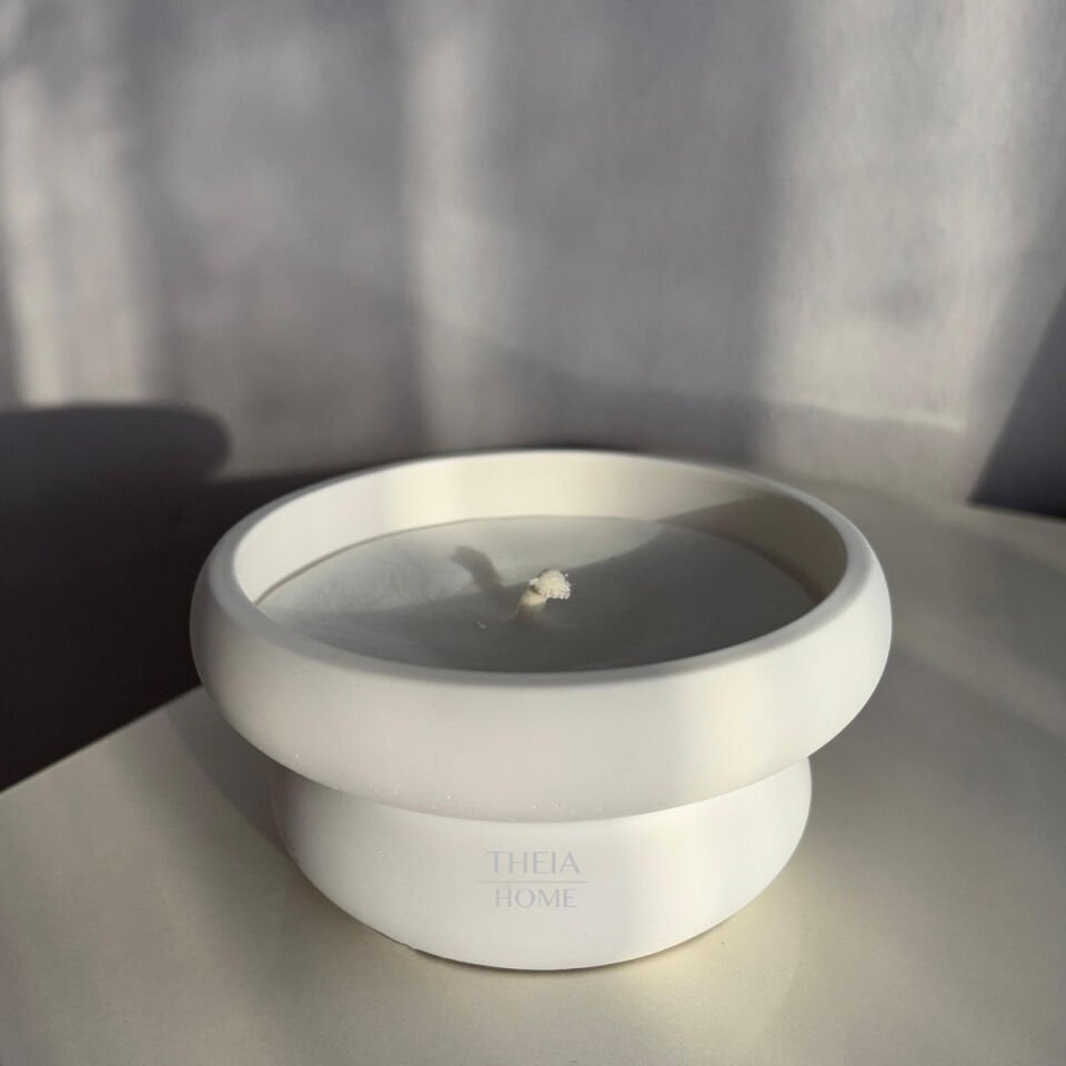 Modern Yuvarlak Beton Saksıda Vanilya Kokulu Soya Mum