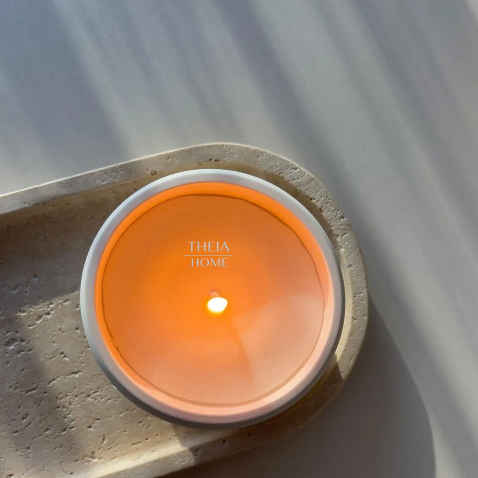 Modern Yuvarlak Beton Saksıda Vanilya Kokulu Soya Mum