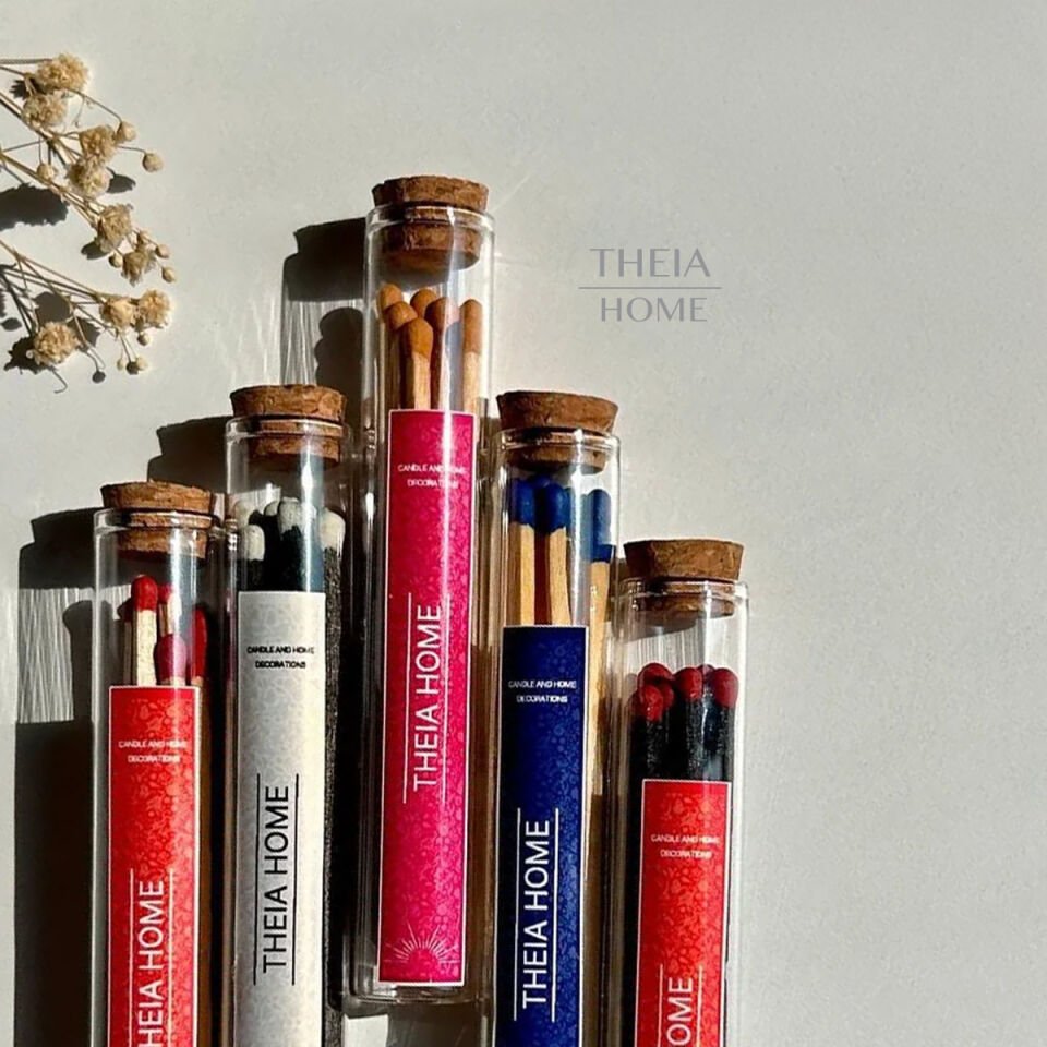 Theia Cam Fanus Kibrit Uzun 10’lu Renkli Seçenekler