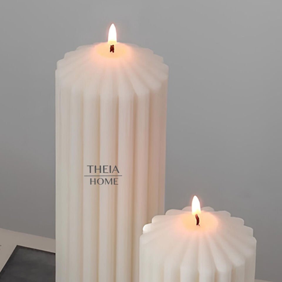 Blok Model 2’li Vegan ve Vanilya Kokulu Soya Mum Seti – Doğal Renk