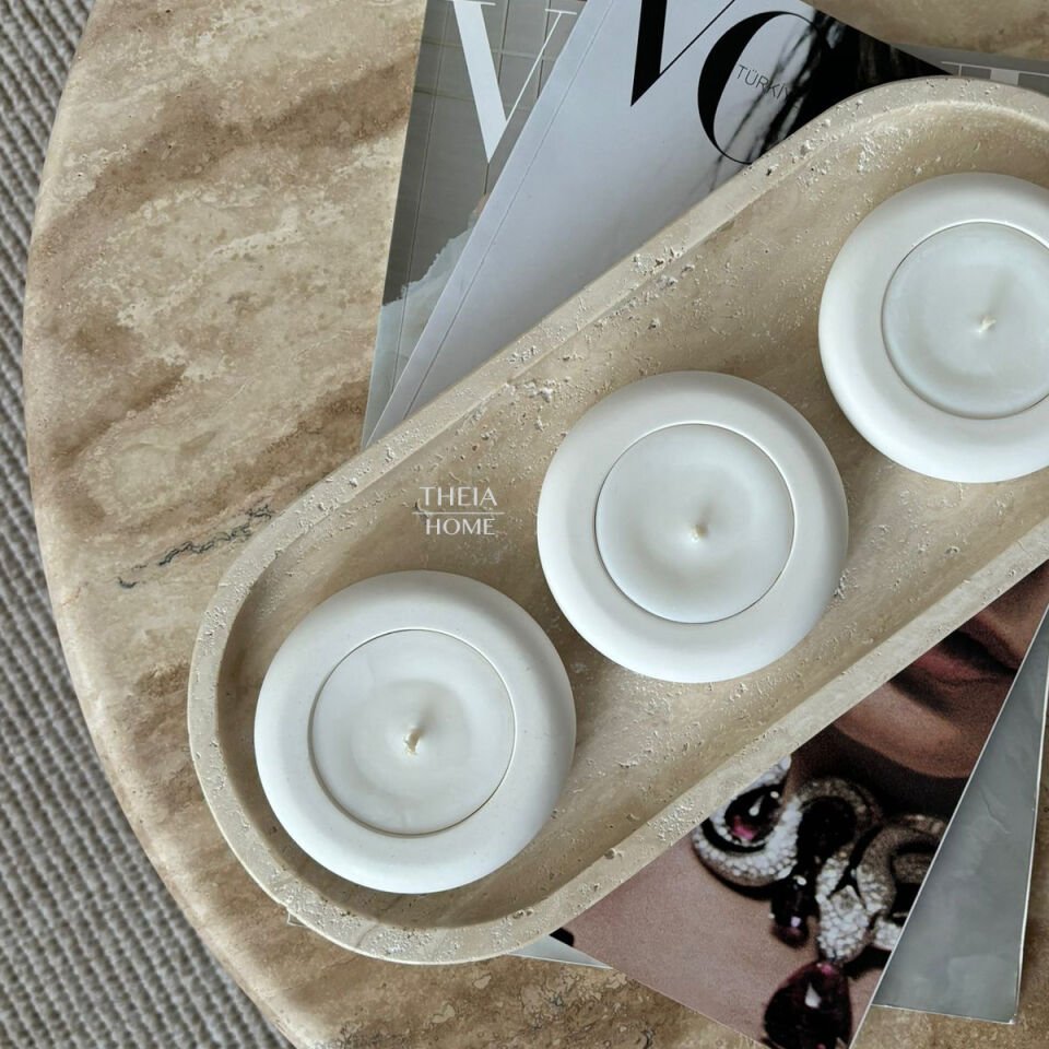 3’lü Yuvarlak Model Vegan Soyawax Mum