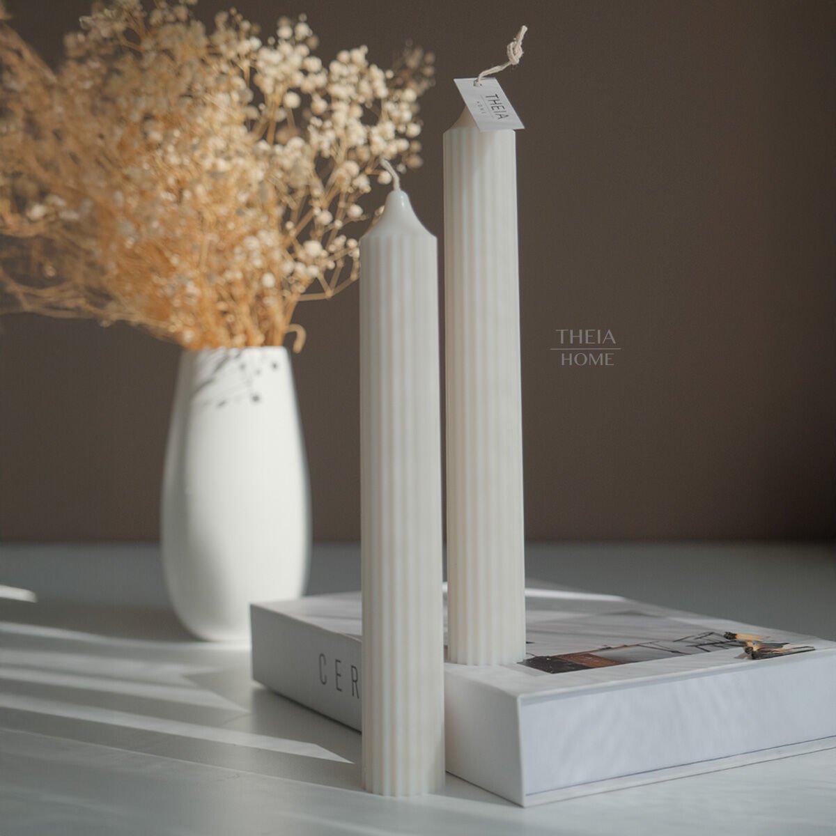 Kalın Sütun Model 2’li Soya Mum Seti (Standart Şamdanlara Uygun Değildir)