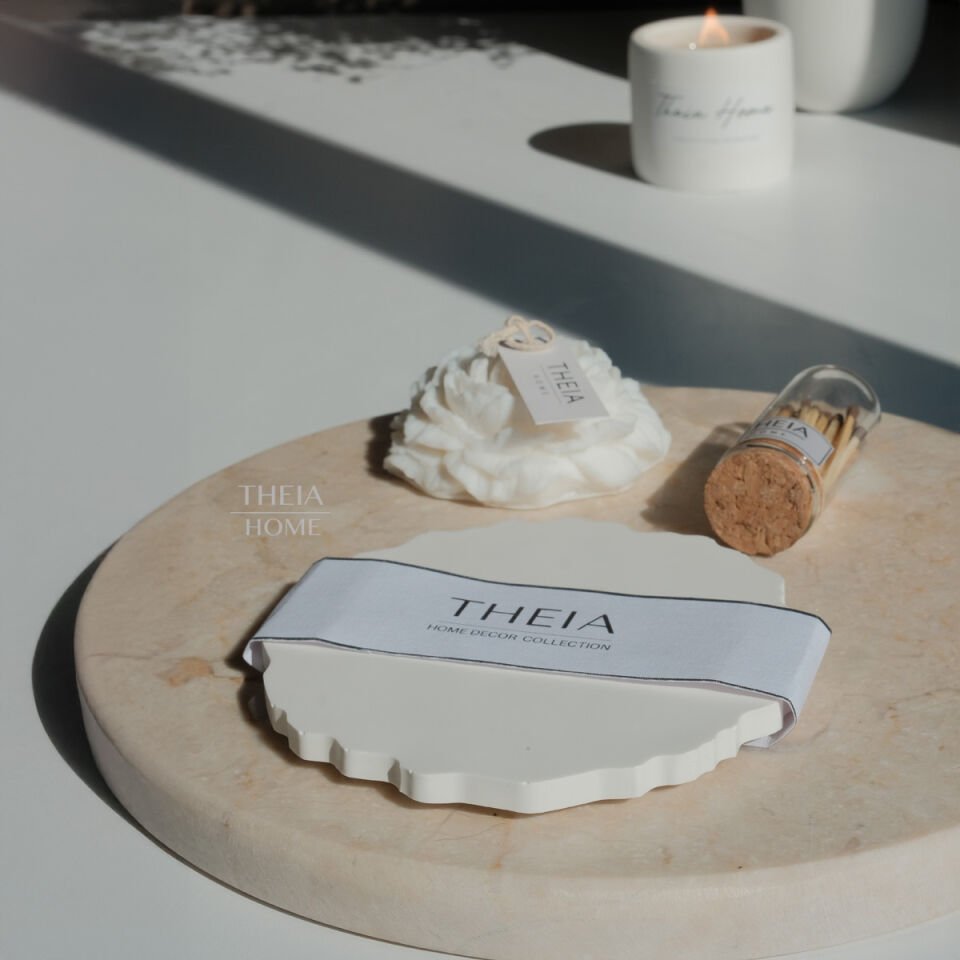 Şakayık Model Soya Mum, Yuvarlak Tabak ve Kibrit Seti