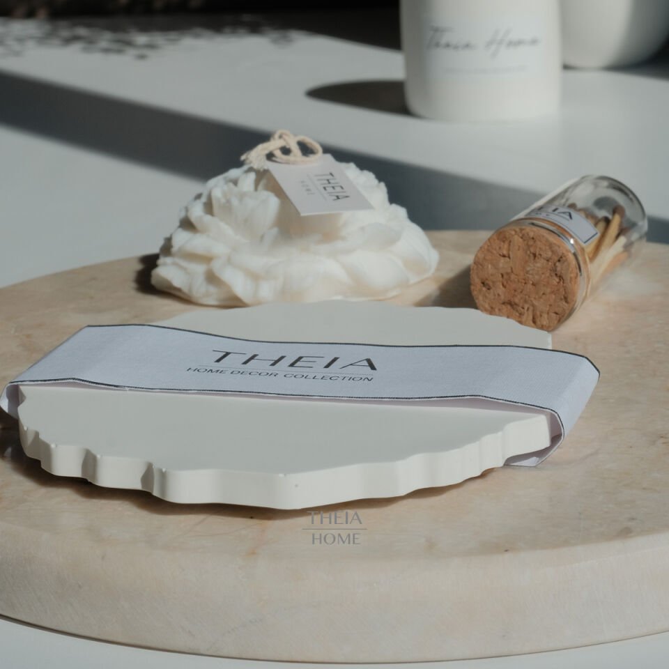 Şakayık Model Soya Mum, Yuvarlak Tabak ve Kibrit Seti