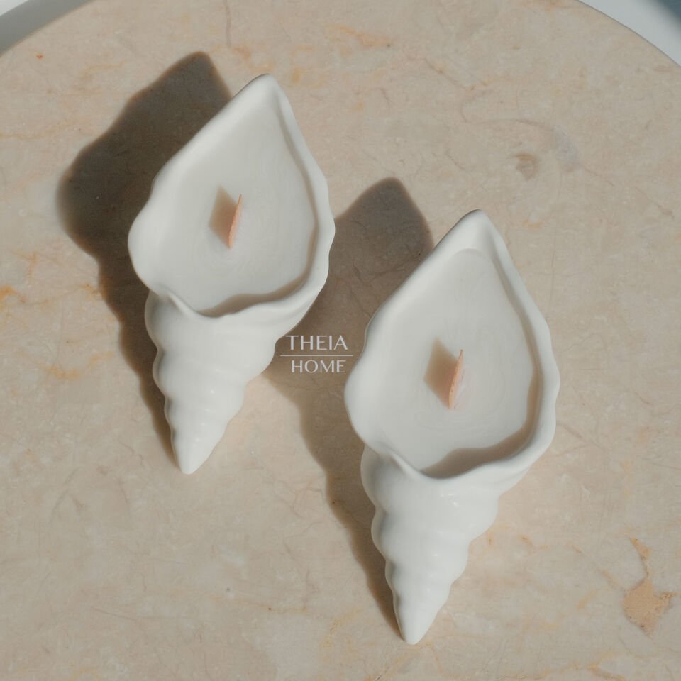 Deniz Kabuğu Model 2’li Soya Mum Seti – Vanilya Kokulu