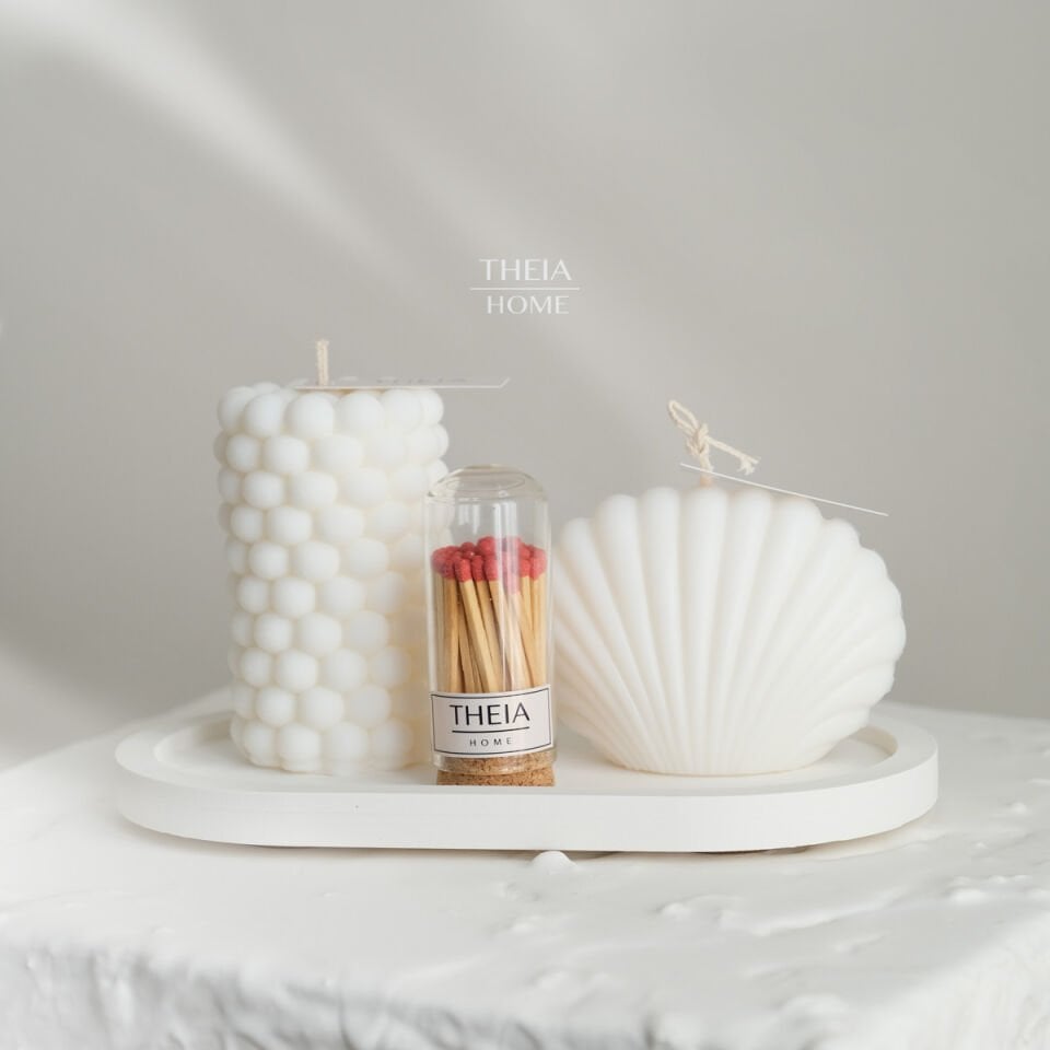 İstiridye & Bubble Mum, Oval Tabak ve Kibrit 4’lü Set