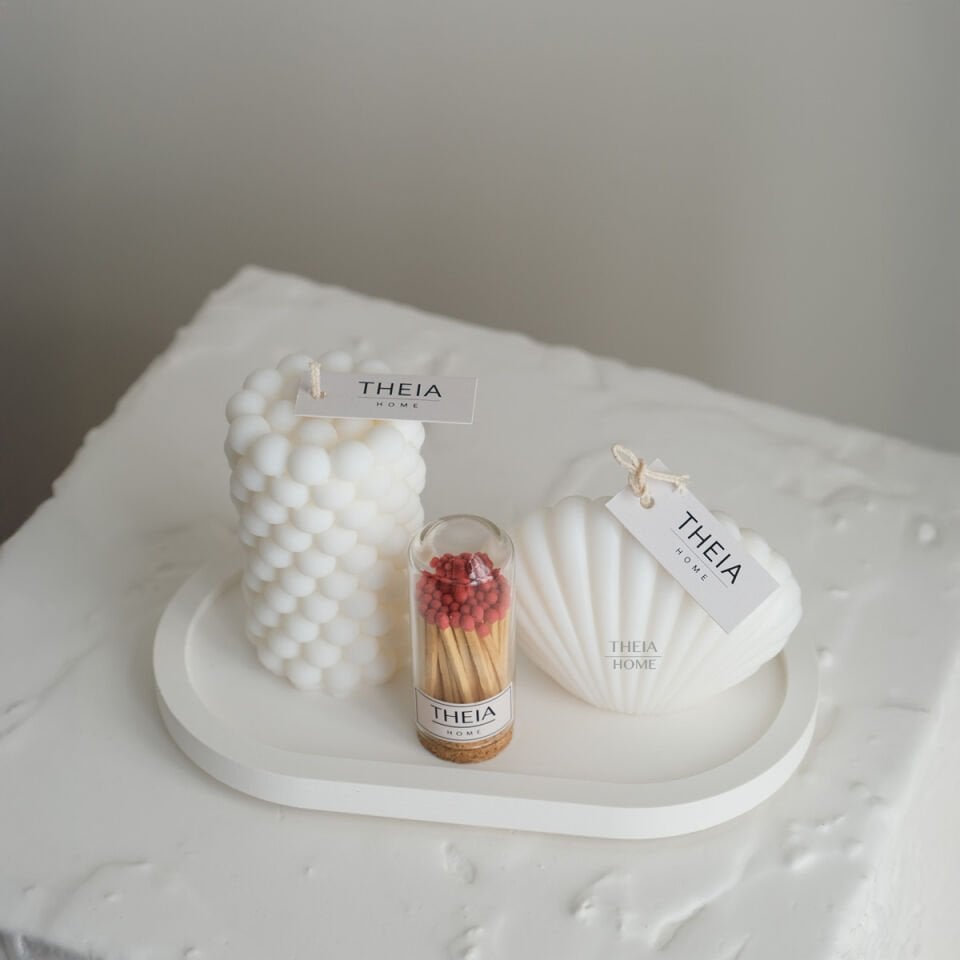İstiridye & Bubble Mum, Oval Tabak ve Kibrit 4’lü Set