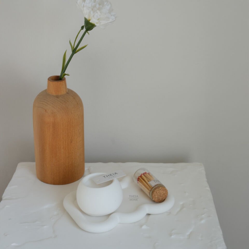 Dekoratif 3’lü Mum & Tabak & Kibrit Seti – Vanilya Kokulu