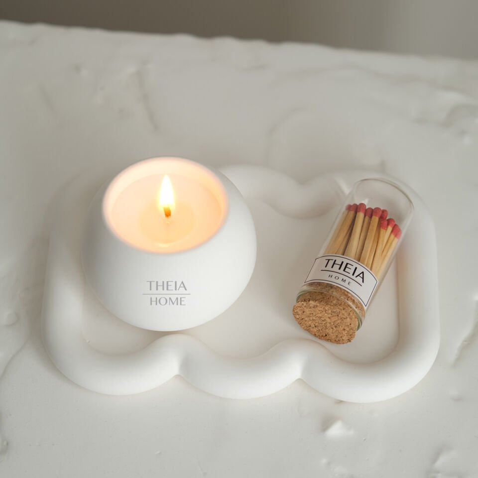 Dekoratif 3’lü Mum & Tabak & Kibrit Seti – Vanilya Kokulu