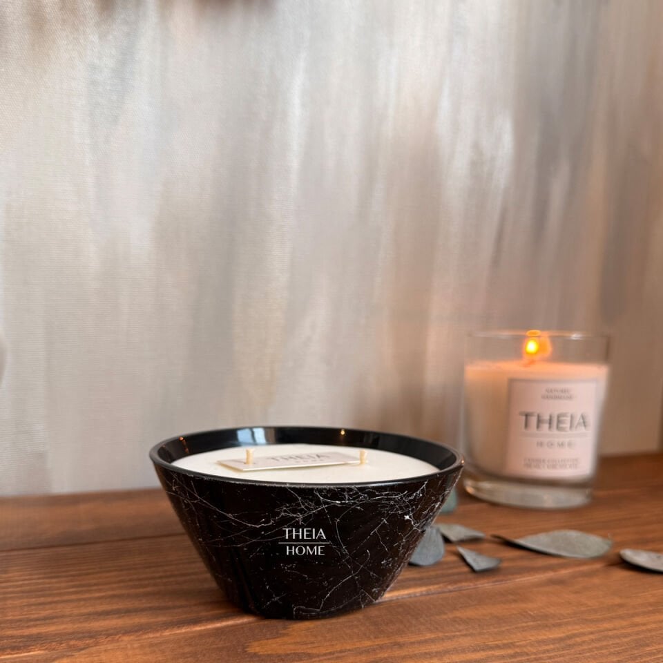 Mermer Desenli Cam Mum – Vanilya Kokulu Soya