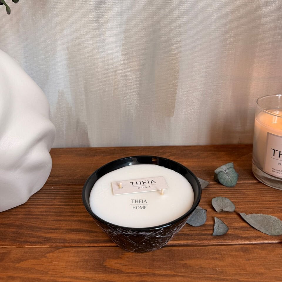 Mermer Desenli Cam Mum – Vanilya Kokulu Soya