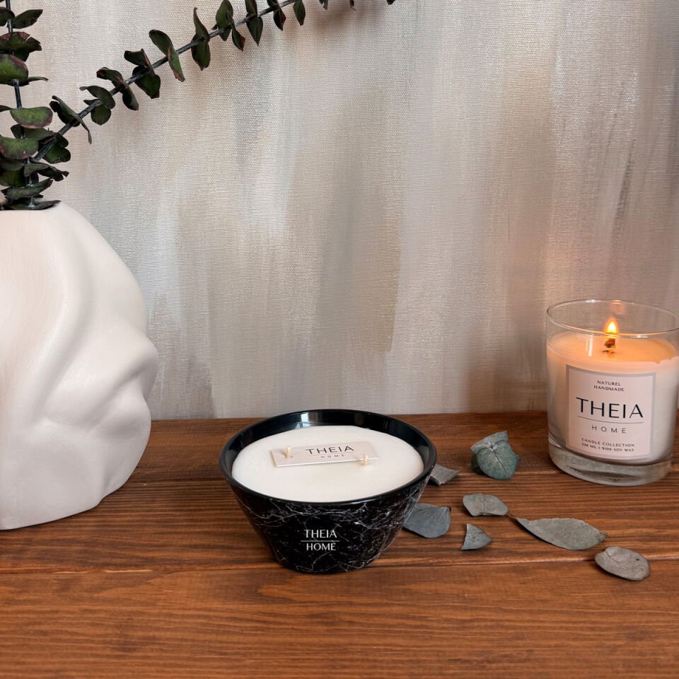 Mermer Desenli Cam Mum – Vanilya Kokulu Soya