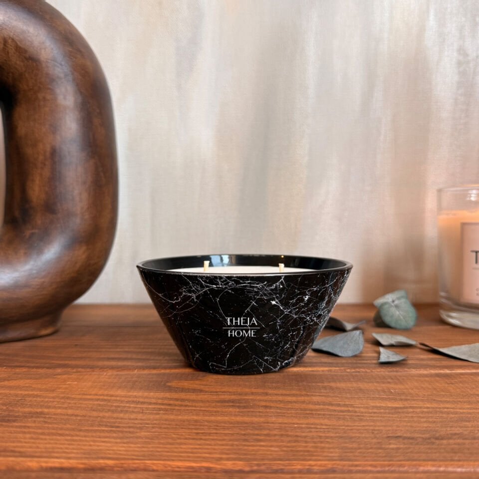 Mermer Desenli Cam Mum – Vanilya Kokulu Soya