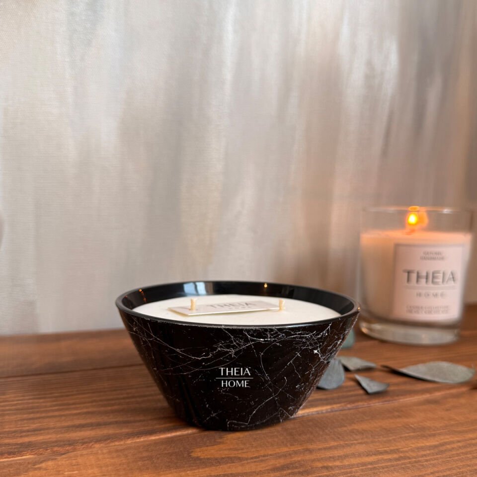 Mermer Desenli Cam Mum – Vanilya Kokulu Soya