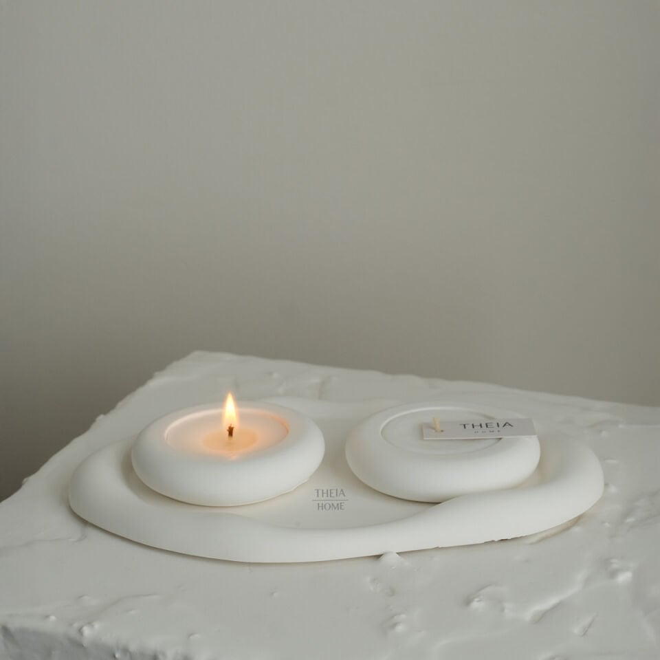 Bulut Model Dekoratif Tabak ve Vegan Soya Mum 3’lü Set