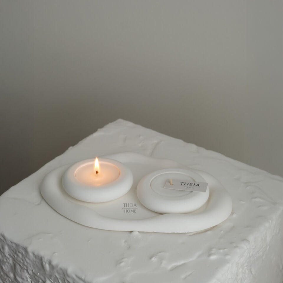 Bulut Model Dekoratif Tabak ve Vegan Soya Mum 3’lü Set