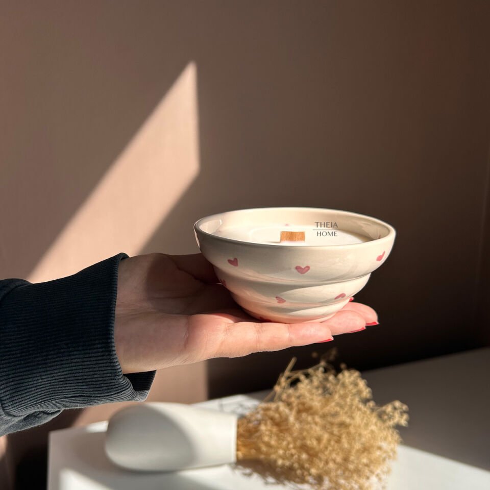 Kalpli Seramik Kase Mum – El Yapımı Soya Mum