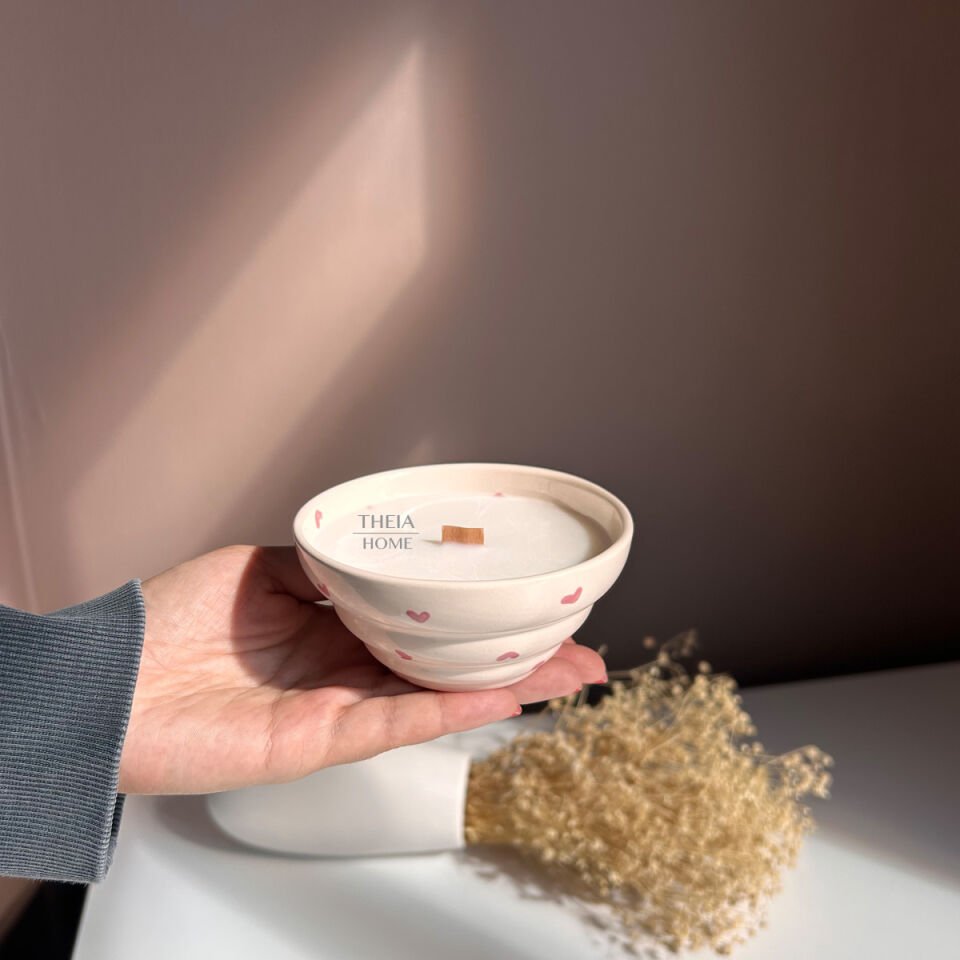Kalpli Seramik Kase Mum – El Yapımı Soya Mum