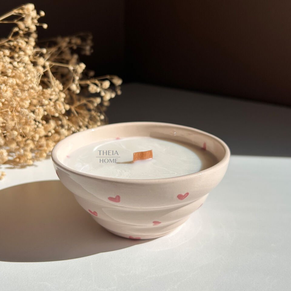 Kalpli Seramik Kase Mum – El Yapımı Soya Mum
