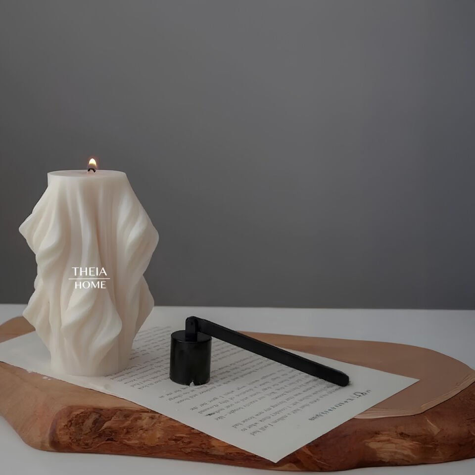 Dalgalı Model Vanilya Kokulu Soya Mum Doğal Renk