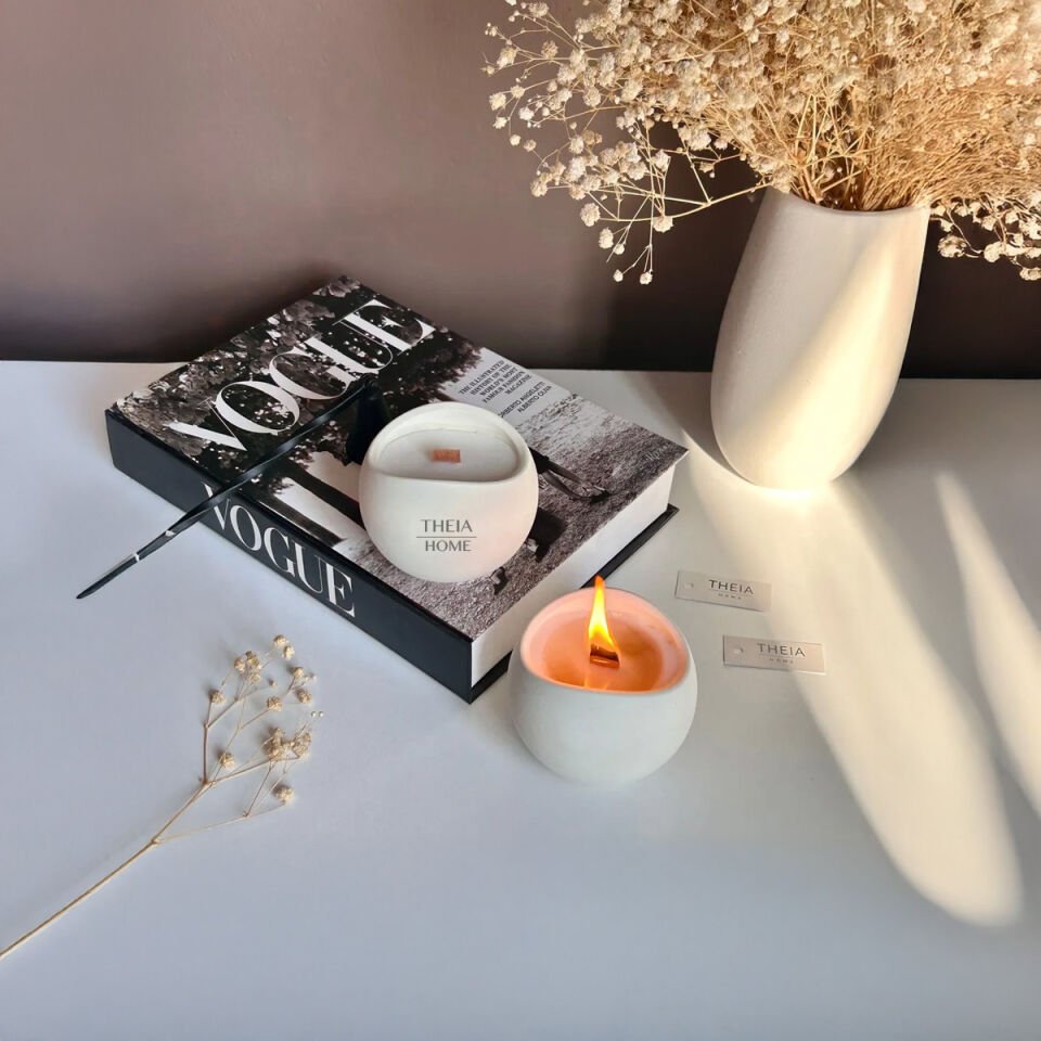 Ahşap Fitilli 2’li Dekoratif Soya Mum Seti